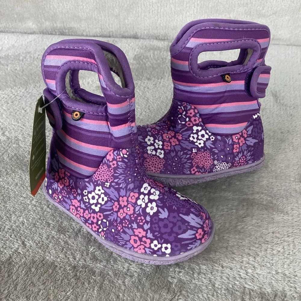Baby BOGS NW Snow Boot Infant Baby Size 8 Purple Waterproof Insulated NEW
